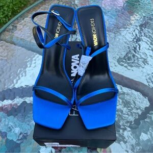 Fashion Nova Vibrant Blue Strappy Heels
